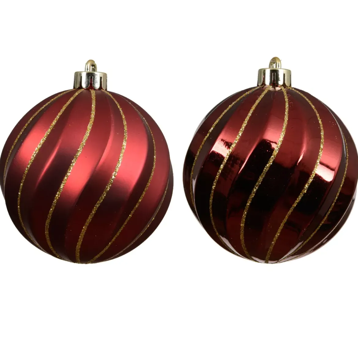 Set di 6 palline di Natale (D80 mm) Glam chic Bordeaux con glitter oro