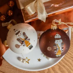 Set di 6 palline di Natale in vetro (D80 mm) Cioccolato Schiaccianoci