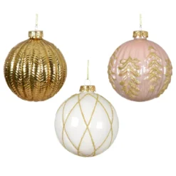 Set di 12 palline di Natale in vetro (D100 mm) Sogno Oro, rosa e bianco