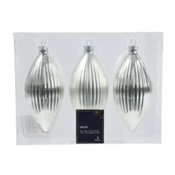 Set di 3 palline di Natale in vetro (D60 mm) Goccia preziosa Argento