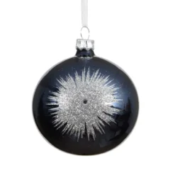 Set di 6 palline di Natale in vetro (D80 mm) Scintilla d'inverno Blu notte e Argento
