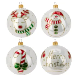 Set di 6 palline di Natale in vetro (D100 mm) Tenerezze Bianco perlato