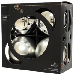 Set di 4 palline di Natale in vetro (D100 mm) Boreale Argento