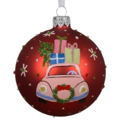 Set di 6 palline di Natale in vetro (D80 mm) Auto festiva Rosso