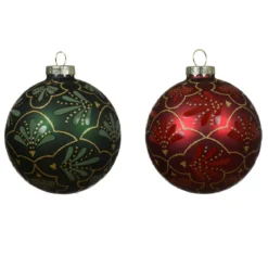 Set di 12 palline di Natale in vetro (D80 mm) Gatsby Verde e rosso