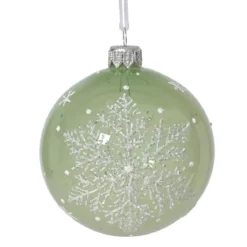 Set di 6 palline di Natale in vetro (D80 mm) Fiocco di neve fatato Verde
