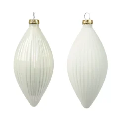 Set di 3 palline di Natale in vetro (D60 mm) Goccia preziosa Bianco lana
