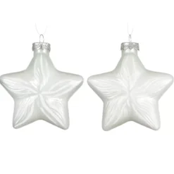 Set di 2 pendenti in vetro (H10 cm) Stelle Celesti Bianco