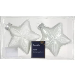 Set di 2 pendenti in vetro (H10 cm) Stelle Celesti Bianco