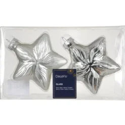 Set di 2 pendenti in vetro (H10 cm) Stelle Celesti Argento