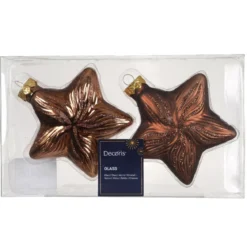 Set di 2 pendenti in vetro (H10 cm) Stelle Celesti Marrone caffè