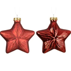 Set di 2 pendenti in vetro (H10 cm) Stelle Celesti Rosse