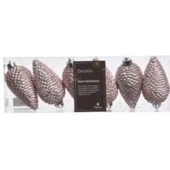 Set di 6 pigne Alpine Rosa cipria