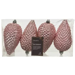 Set di 4 pigne Alpine Rosa cipria