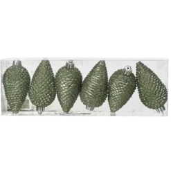 Set di 6 pigne da appendere Alpine Verde rosmarino