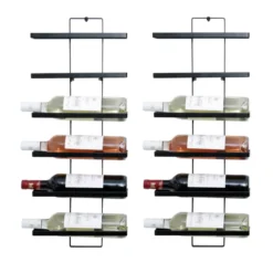 Set di 2 portabottiglie da parete metallo 12 scompartimenti (Alt 139 cm) Léo Nero