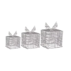 Set di 3 regali luminosi 90 LED (20 cm) Santa Bianco caldo