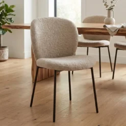 Set di 2 sedie da pranzo in bouclé (seduta 48,5 cm) Isla Beige sabbia