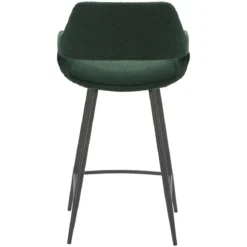 Set di 2 sedie per isola centrale con schienale in bouclé (seduta 65cm) Soho Verde pino