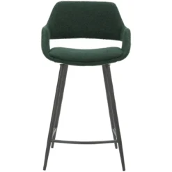 Set di 2 sedie per isola centrale con schienale in bouclé (seduta 65cm) Soho Verde pino