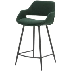 Set di 2 sedie per isola centrale con schienale in bouclé (seduta 65cm) Soho Verde pino