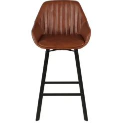 Set di 2 sgabelli per isola centrale girevoli con schienale in similpelle (Altezza seduta 65 cm) Zila Marrone