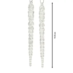 Set di 2 stalattiti da appendere (H14 cm) Ghiaccio Trasparente argentato
