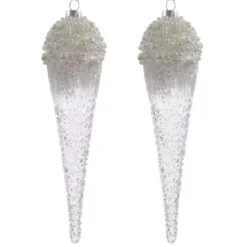 Set di 2 stalattiti da appendere (24 cm) Gelato Trasparente
