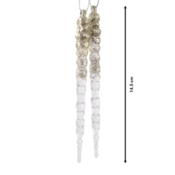 Set di 2 stalattiti da appendere (H14 cm) Ghiaccio Trasparente dorato