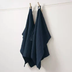 Set di 2 strofinacci garza di cotone (70 cm) Gaïa Blu notte
