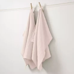 Set di 2 strofinacci garza di cotone (70 cm) Gaïa Rosa cipria