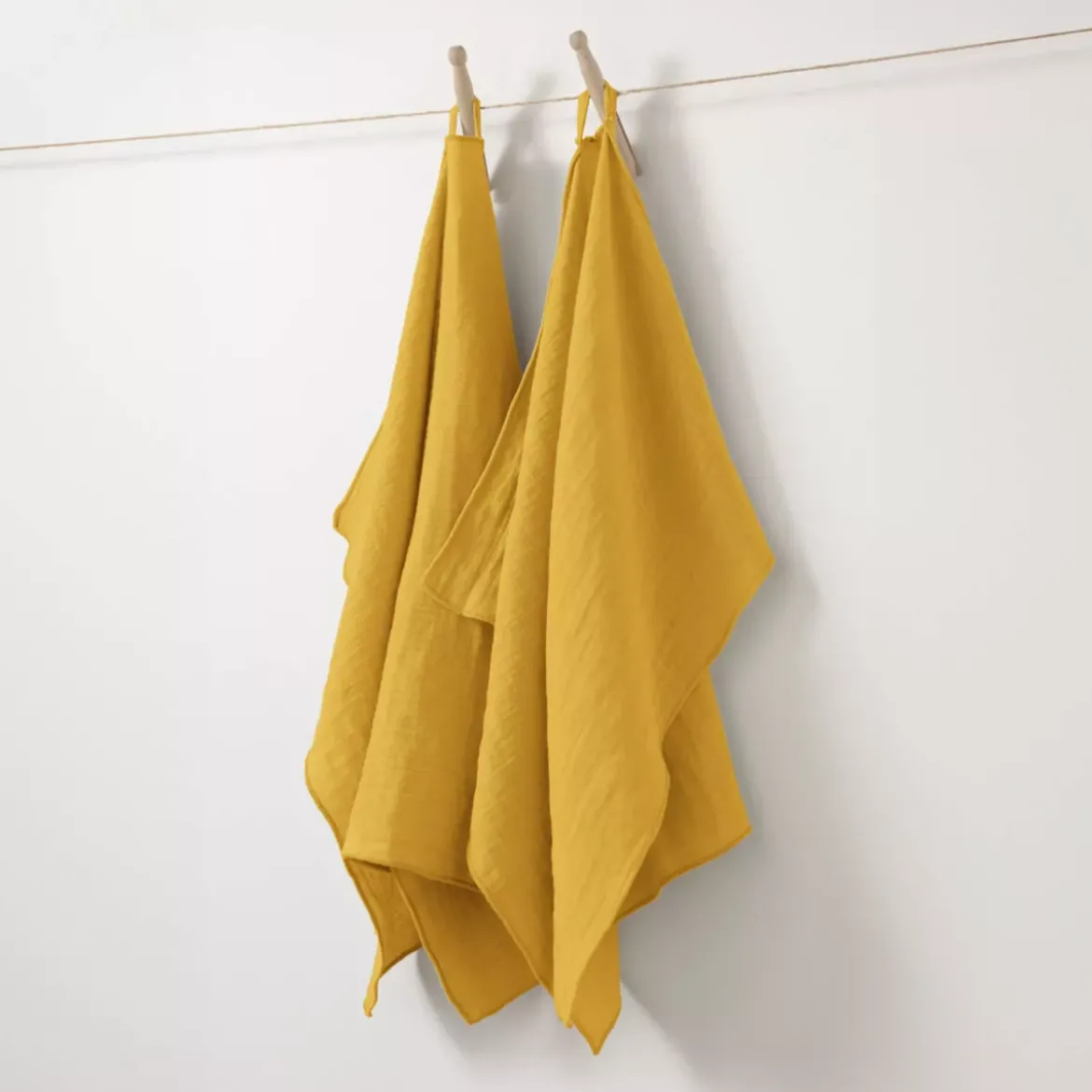 Set di 2 strofinacci garza di cotone (70 cm) Gaïa Giallo zafferano
