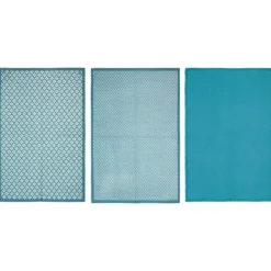 Set di 3 strofinacci Geometrico Blu ottanio