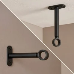 Set di 2 supporti per bastoni regolabili (L150 - L 190 / Ø20 mm) Jim Nero opaco