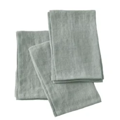 Set di 3 tovaglioli lino lavato (40 x 40 cm) Louise Verde eucalipto