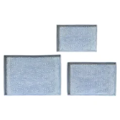 Set di 3 vassoi decorativi (34 x 24 cm) Fiori di Ésmée Blu