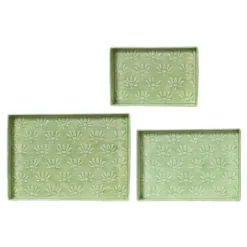 Set di 3 vassoi decorativi (34 x 24 cm) Fiori di Ésmée Verde mela