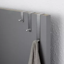 Set 3 ganci appendiabiti per porta inox (H7-13-19 cm) Cromo