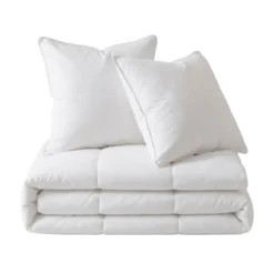 Set Piumone caldo antiacari (260 x 240 cm) + 2 Cuscini (60 x 60 cm) Comète Bianco