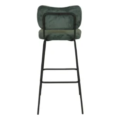 Sgabello da bar con schienale in velluto a coste (Altezza seduta 77cm) Orion Verde scuro