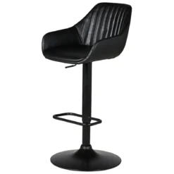 Sgabello isola centrale girevole con schienale in similpelle (Altezza regolabile 62/83 cm) Zila Nero