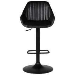 Sgabello isola centrale girevole con schienale in similpelle (Altezza regolabile 62/83 cm) Zila Nero