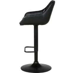 Sgabello isola centrale girevole con schienale in similpelle (Altezza regolabile 62/83 cm) Zila Nero
