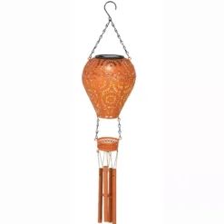Sospensione da giardino solare LED (H56 cm) Mongolfiera Arancione