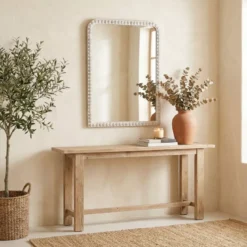 Specchio da parete con cornice in legno (91 cm) Silvedona Bianco