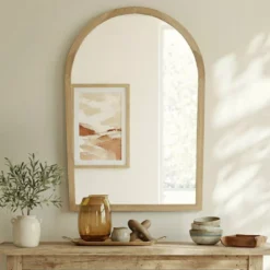 Specchio da parete con cornice in legno (90 cm) Yoaku Marrone