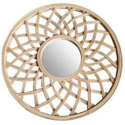Specchio da parete in bambù (D44.5 cm) Orenna Beige