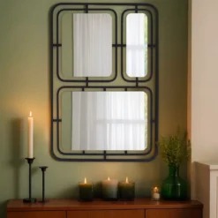 Specchio da parete in metallo (Alt 80 cm) Riflesso Metallico Nero