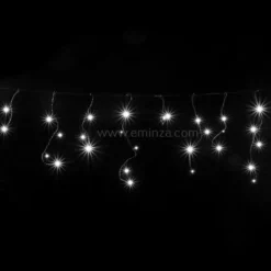 Stalattite luminosa 20 m 490 LED cavo nero Stars Bianco freddo