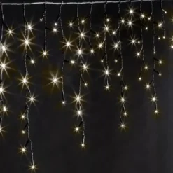 Stalattite luminosa 20 m 490 LED cavo nero Stars Bianco caldo